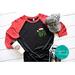 Christmas Raglan Green Monogram Shirt with Santa Hat and Matching Sticker - Personalized Holiday Tee
