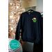 Christmas Sweatshirt Green Monogram with Santa Hat and Optional Matching Sticker - Personalized Holiday Pullover