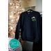 Christmas Sweatshirt Green Monogram with Santa Hat and Optional Matching Sticker - Personalized Holiday Pullover