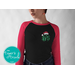 Christmas Raglan Green Monogram Shirt with Santa Hat and Matching Sticker - Personalized Holiday Tee