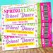 Editable Spring Fling School Dance Ticket Template for PTO Fundraiser PTA Event