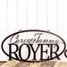 Oval family first names and last name metal plaque, in copper vein powder coat. 