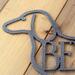 Close up of silver vein powder coat on our Dachshund metal wall art.
