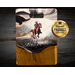 Teak root, 16x12x1-inch charcuterie cheese board, lone cowboy riding his bay horse, pure silver accents, blue, black, and white resin.