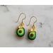 Polymer Clay, gold-colored Sterling Silver earrings with Crystal accents