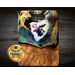 Handcrafted teak cheese and charcuterie board with original resin moose artwork and 24k gold accents.