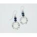 Silver earrings with  two lapis lazuli rhondelle beads, textured and wavy pewter washer dangles, and Argentium silver ear wires