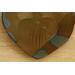 Heart shaped dinner plate with Hosta plant texture. Variegated glaze in blue around edges and olive green in the middle. 8"x9"