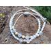 white bracelet set 2piece unfinished wood beads frosted glass white beads macrame style