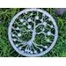 3 inch wire tree formed inside small metal hoop wrapped in beige and white ombre cotton yarn