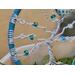 tree branch detail various blue glass beads adorn each branch along with clear crystal faceted beads. suncatcher with light blue hues