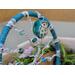 turquoise color cute and chunky owl charm made of ceramic