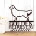 Golden Retrievers Live Here metal wall decor, in copper vein powder coat.
