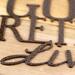Close up of copper vein powder coat on our Golden Retrievers Live Here metal plaque.