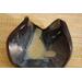 Ceramic heart shaped spoon rest. Glazed in blue and cream colors. Approximately 3"x3.5"