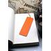 Back of bookmark in solid orange and jute rope tassel