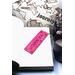 Front of bookmark in hot pink with starfish, turtles and various dot art designs.  Jute rope tassel.