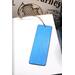 Back of bookmark, solid light blue with jute rope tassel.
