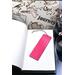 Back of bookmark, solid hot pink with jute rope tassel.