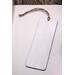 Back of bookmark in solid white and jute rope tassel.