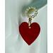 Pearl and red heart dangle earrings, valentine's day earrings