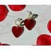 Pearl and red heart dangle earrings, valentine's day earrings