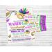 Editable Mardi Gras Ball Invitation Flyer and Ticket Bundle Template