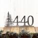 Pine tree 3 digit metal house number sign, in raw steel.