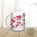 Pink 3D heart mug with cracked background. Custom name pink heart coffee cup.
