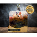 Handmade maple charcuterie board with watercolor hummingbird and 24K gold resin accents, finished with a food-safe resin topcoat.