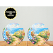 Beach sunset car coaster. Ocean waves drink coaster. Vibrant coastal car cup mat. Floral beach-themed coaster

