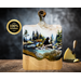 Handcrafted maple wood charcuterie board featuring a mother black bear and her cub, enhanced with resin art and 24K gold accents.