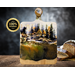 Handcrafted maple charcuterie board featuring a black bear by a mountain creek, accented with resin art and 24K gold for a luxury finish.