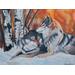 Two Wolves Painting Sharing a Tender Moment