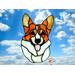 Red and white Handmade Stained Glass Pembroke Corgi