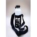 Pineapple Lace Water bottle sling/carrier in black with a full-sized water bottle. Great for hiking, day out, shopping trip, conferences