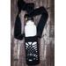 Pineapple Lace Water bottle sling/carrier in black with a full-sized water bottle. Great for hiking, day out, shopping trip, conferences.