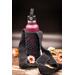 Pineapple Lace Water bottle sling/carrier in black with a full-sized water bottle. Great for hiking, day out, shopping trip, conferences.