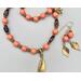 Necklace set | Coral and bronze palette — Vintage Cherry Brand rounds, Italian lampwork beads, artisan bronze leaf pendant, clasp and findings