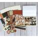 Fall floral card making kit with scrapbook paper, cardstock, flower embellishments, ribbons, cards and envelopes.