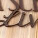 Close up of copper vein powder coat on our Schnauzer Lives Here metal wall art.