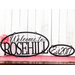 Oval custom metal welcome home name and established year signs, in matte black powder coat.