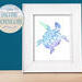 Watercolor Sea Turtle, Sea Horse, Starfish Silhouettes, Coastal Digital Downloads