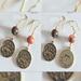 Gold Coin Aries Zodiac Earrings with Bloodstone Gemstones