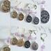 Gold and Silver Pisces Zodiac Coin Earrings with Amethyst Gemstones