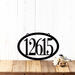 5 digit oval metal house number sign, in matte black powder coat.
