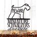 Miniature Schnauzers Live Here metal wall art, with Beware, in matte black powder coat.