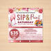Editable Sip and Paint Flyer and Ticket Bundle | Party Event Template 
