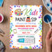 DIY Kids Sip and Paint Ticket and Flyer Bundle | Kids Event Template