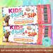 Editable Kids Sip and Paint Ticket Template | Kids Event Ticket